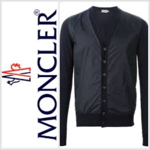 Monclear Maglia Tricot  V-Neck Cardigan Sz S black